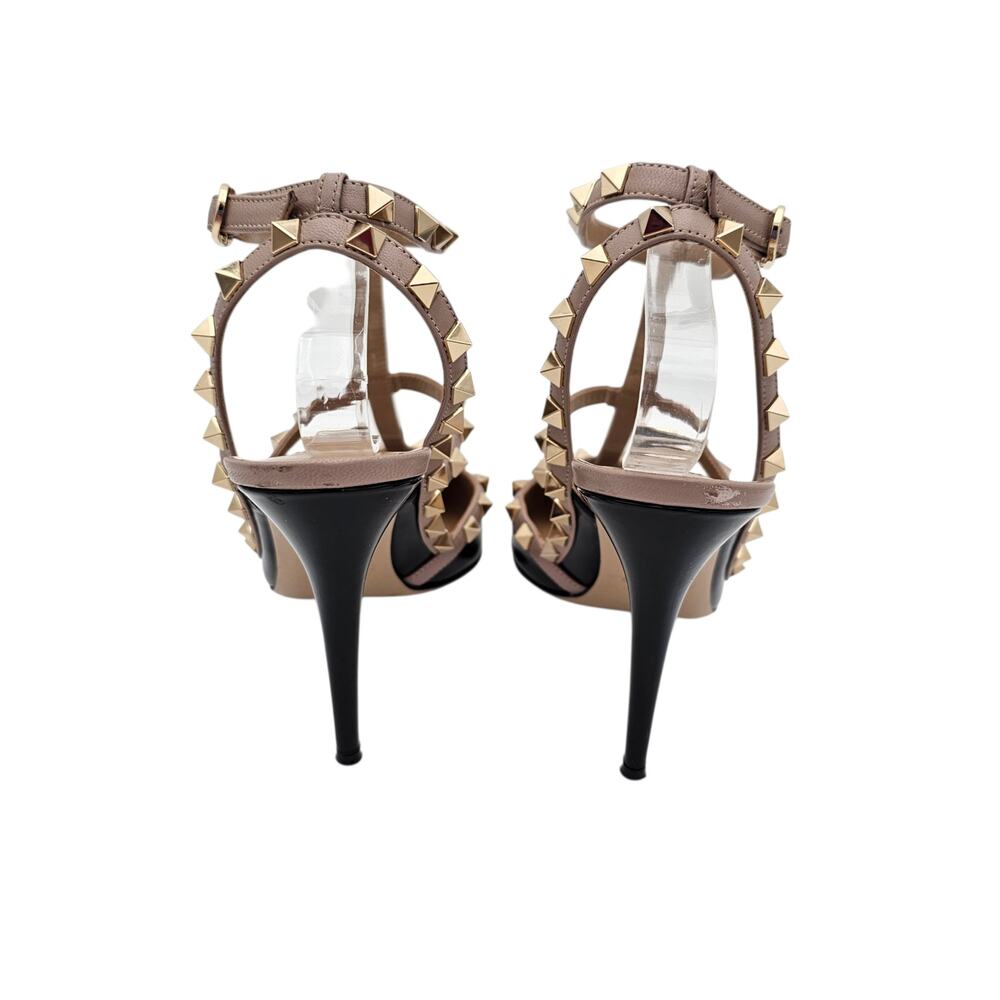 Valentino Garavani Rockstud Heel Pump Cage Black Patent Leather Tan Size 40 10 - Picture 5 of 16